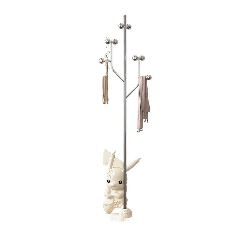

Pikachu figure coat rack floor-to-ceiling bedroom cartoon stainless steel coat bag
