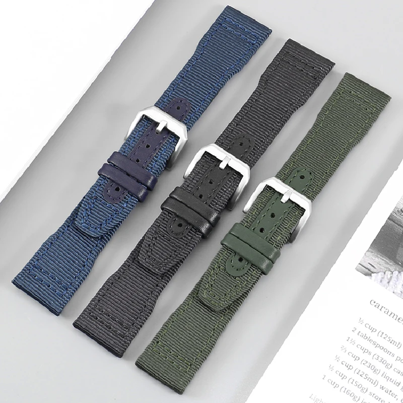 20mm 21mm 22mm Nylon Watch Strap For IWC Pilot Spade A Mark 18 Portuguese Canvas Watch Chain Bracelet Band Watchband Men