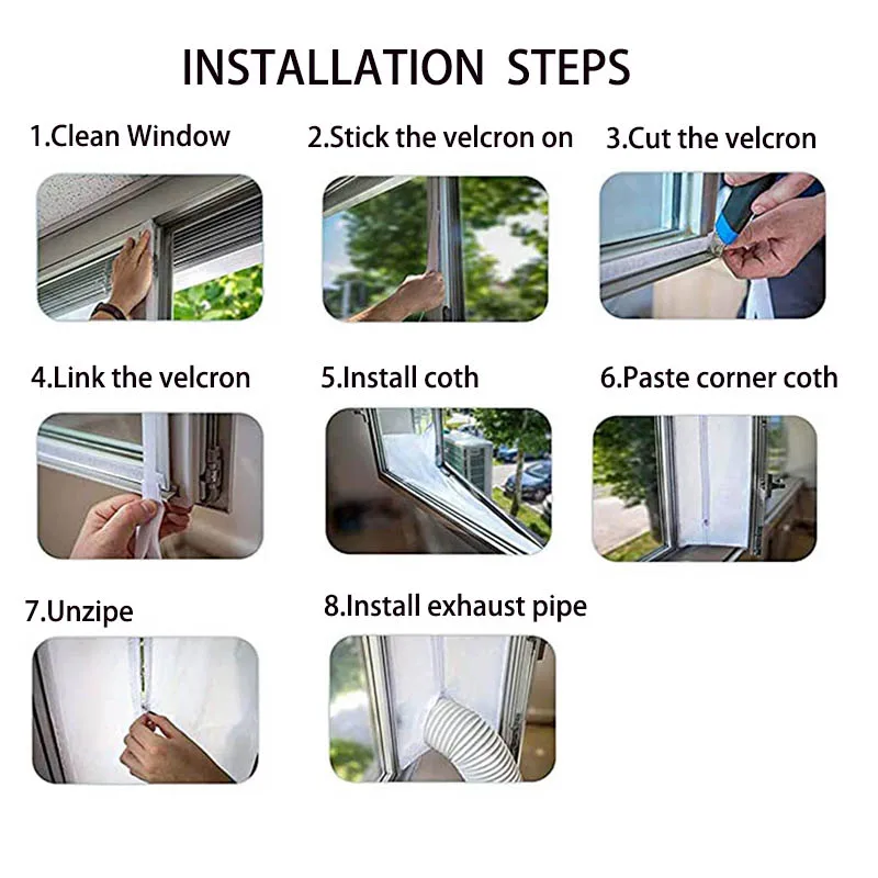 3/4/5 Meters Portable Air Conditioner Hot Air Lock Window Seal Cloth Plate Flexible Cloth Sealing Plate Air Conditioner Window