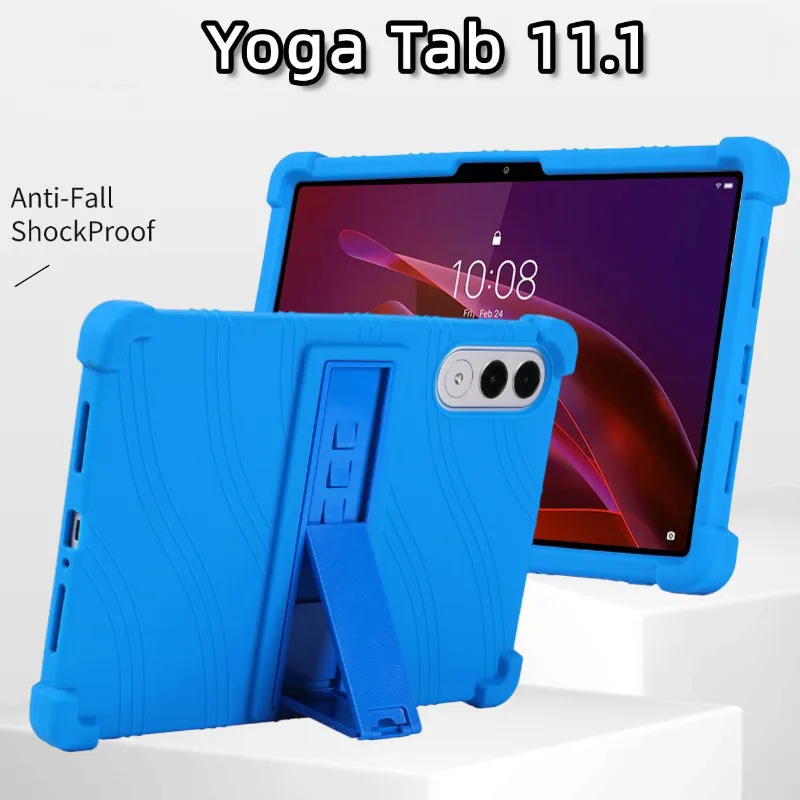 

Противоударный мягкий силиконовый чехол для планшета для Yoga Tab 11,1 дюйма TB710FU, регулируемая подставка, защитный чехол