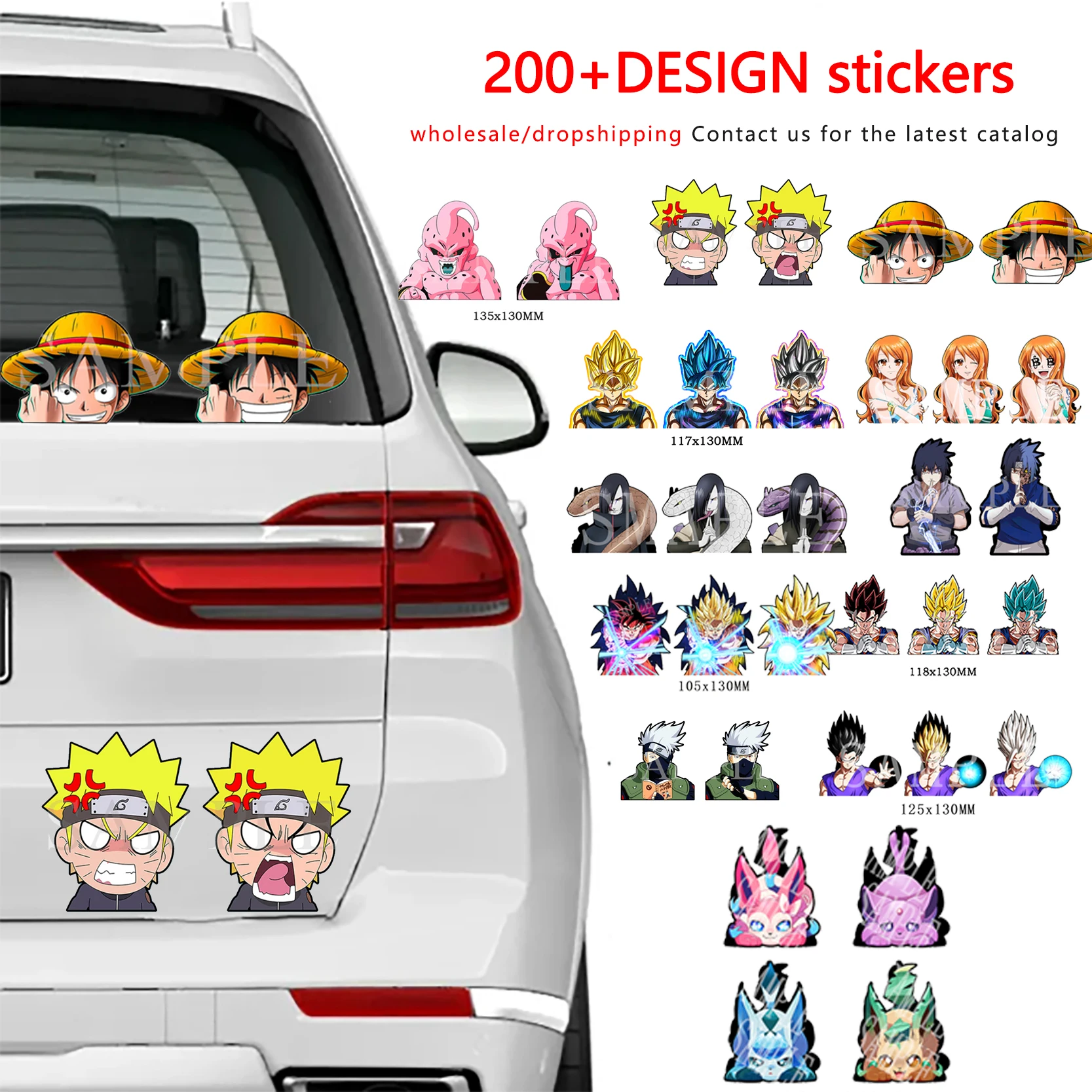 200+deisgns Whloesale Mix Anime Motion lenticular Sticker Waterproof Moving Decal for Cars,Laptop, Refrigerator