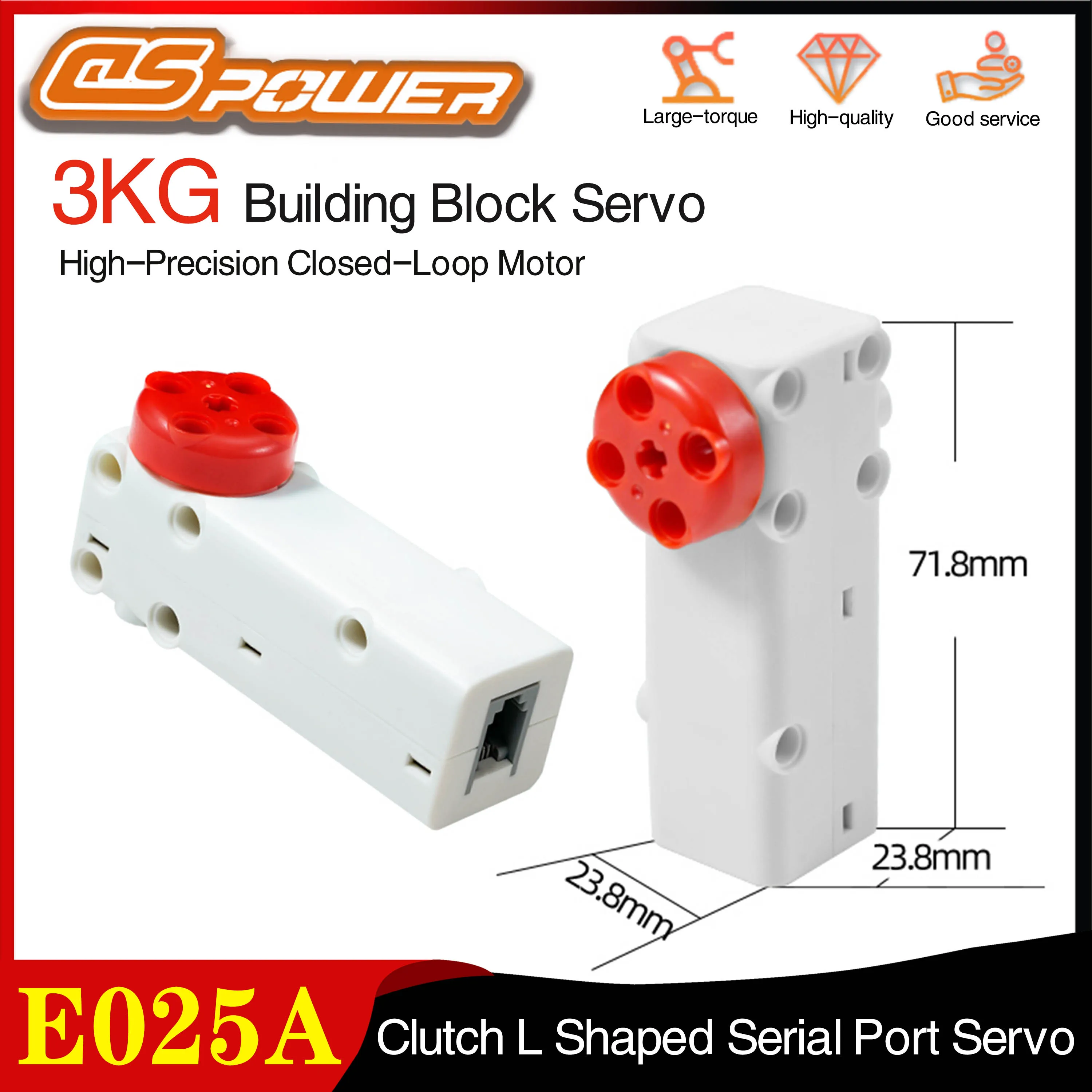 

Dspower E025A 3 кг, большой крутящий строительный блок, сервоприцепление, L-образный последовательный порт, высокоточный двигатель с замкнутым контуром для радиоуправляемого робота