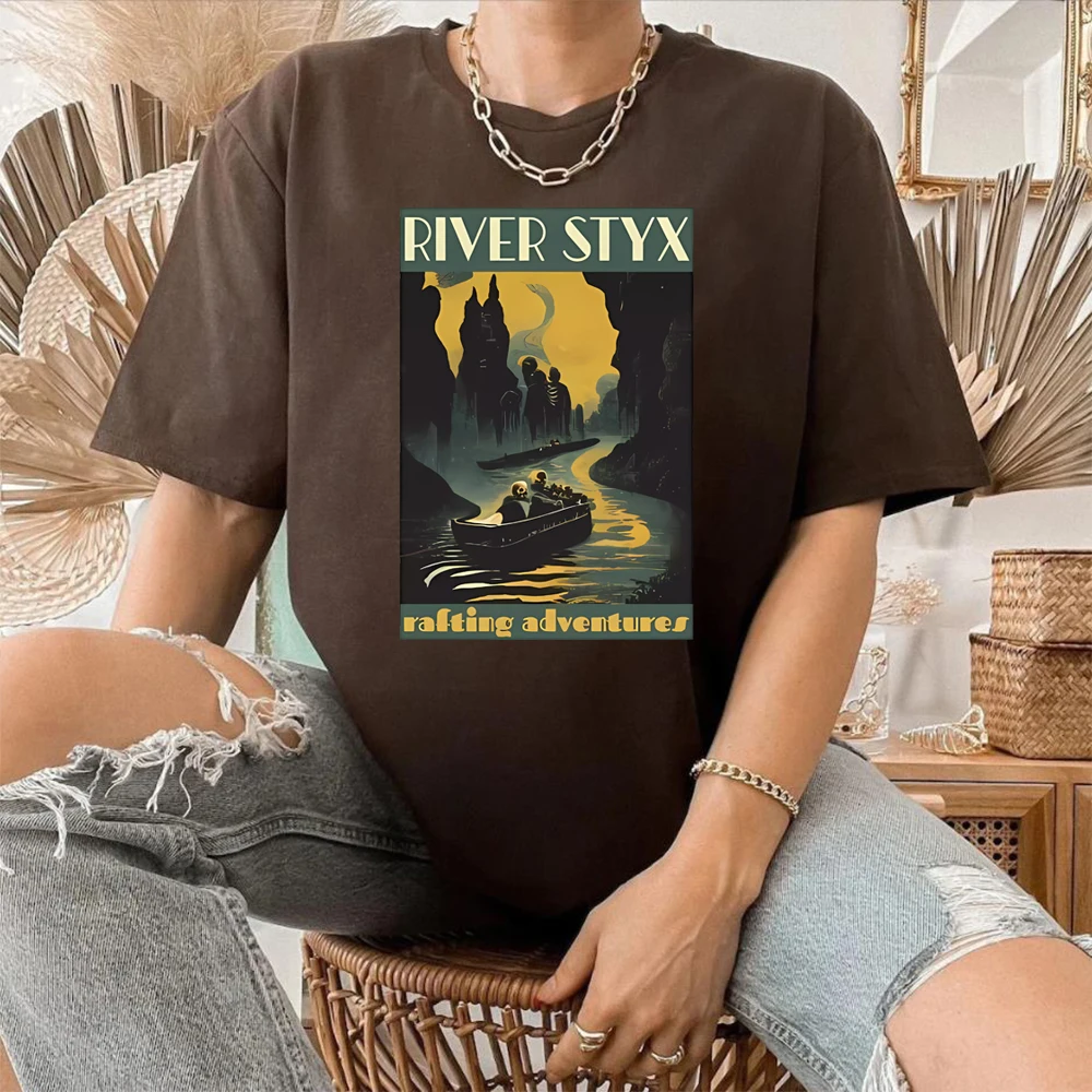 River Styx Rafting Adventures Vintage Poster Shirt Greek Mythology T-Shirt Dark Academia Clothing Literary Tees Bookish Gift Top