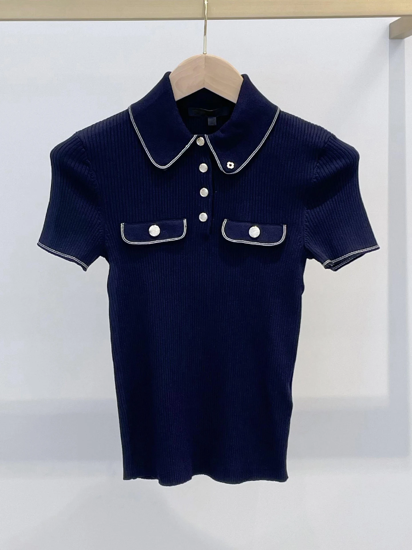 

M Home Nan You High End Women's ort Ne Knitted T-irt Summer 2025 Slim Fit Commute Sle Regular Sve Length