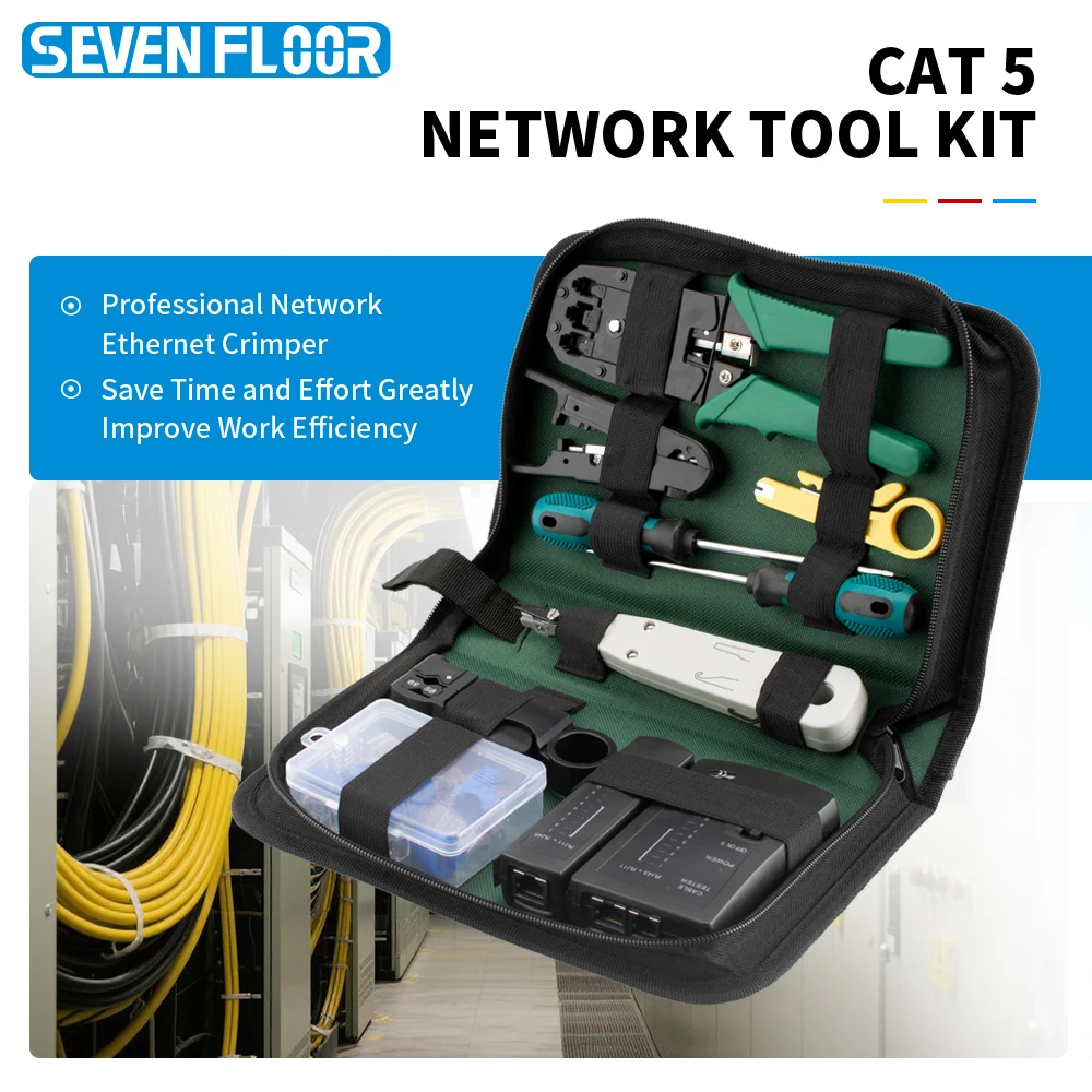 

Network Tool Kit RJ45 Crimper 8P6P4P Cable Tester Punch Down Tool Strippers Modular Plugs Maintenance Tools with Bag