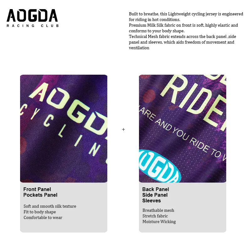 Aogda Men\'s Cycling Jersey, MTB Road Bike Shirt, Pro Team, Short Sleeve Bicycle Clothing, High Quality