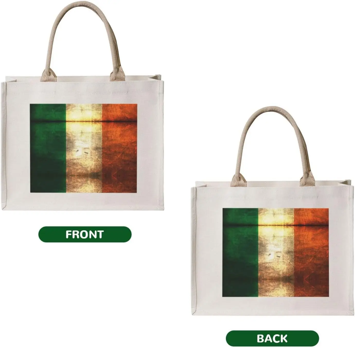 Irish Flag Canvas Tote Bag For Women, Aesthetics Tote Bag Beach Travel Tote Handbags Shopping Daily Working