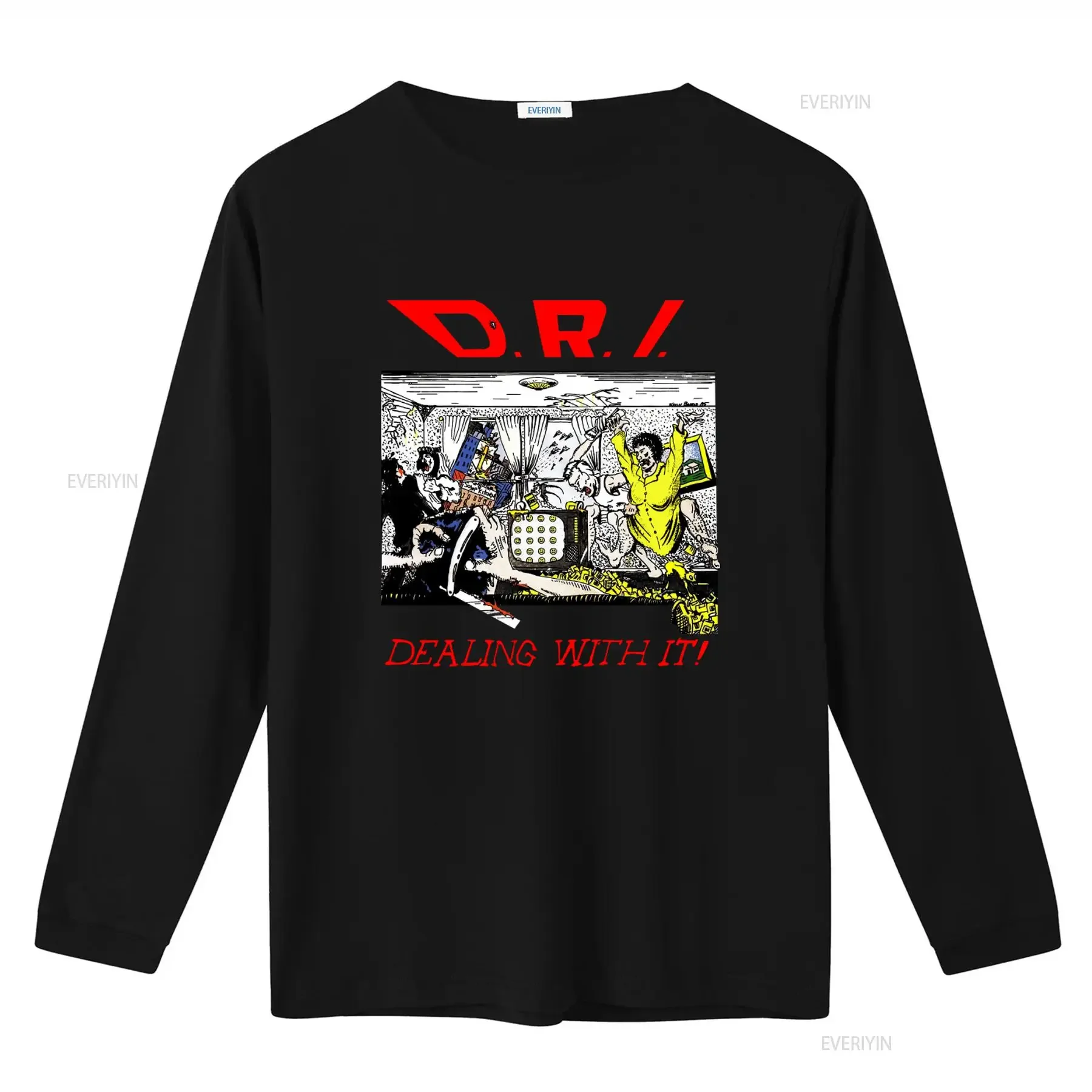 Remake 2 Sided T Shirt D R I Dealing With It Thrash Band Print vintage Washed designer clothes Slightly Versatile Comfortable
