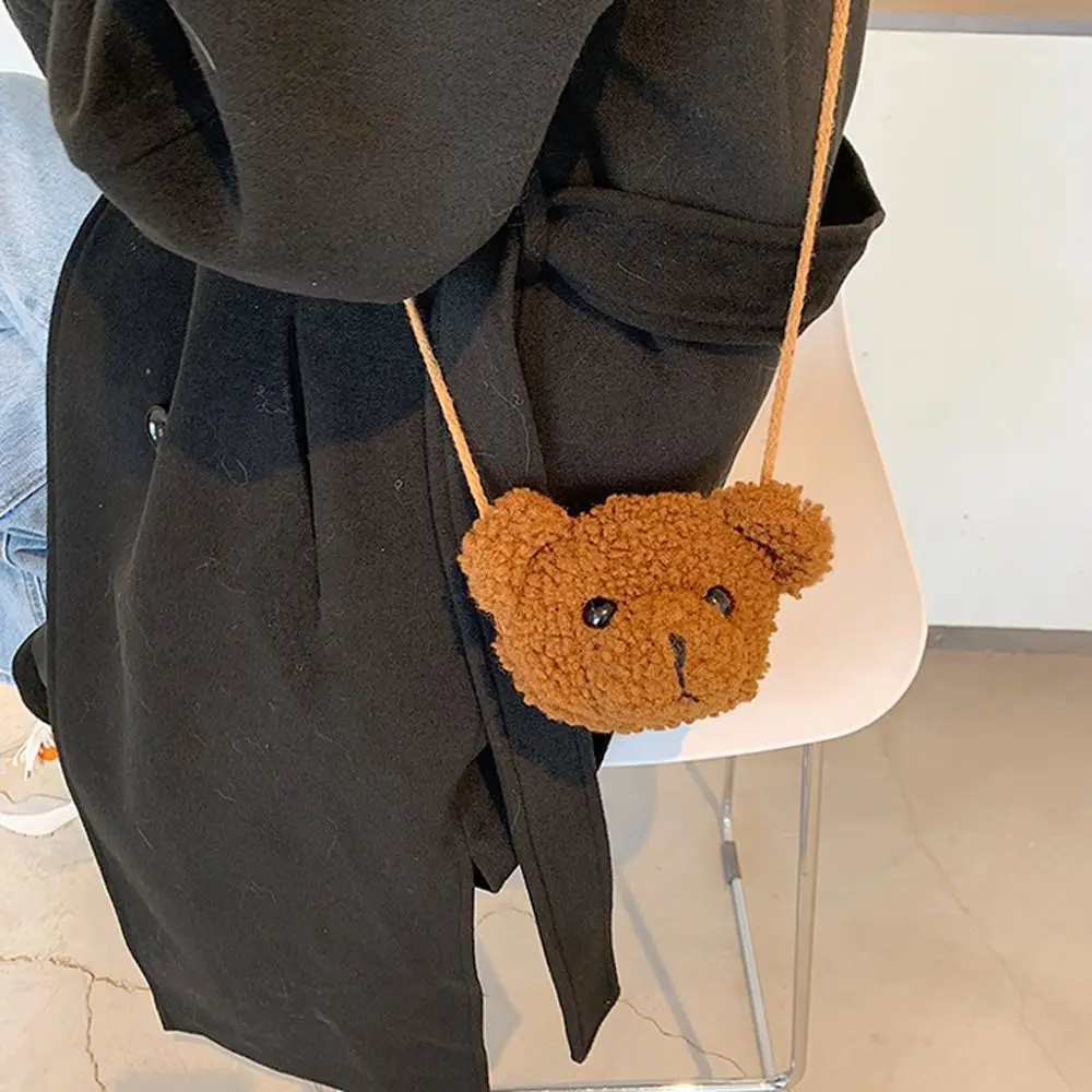 Zipper Backpack Cartoons Animals Cosmetic Pouch Smile Bear Plush Bag Plush Purses Plush Bear Shoulder Bag Diagonal Women Bag