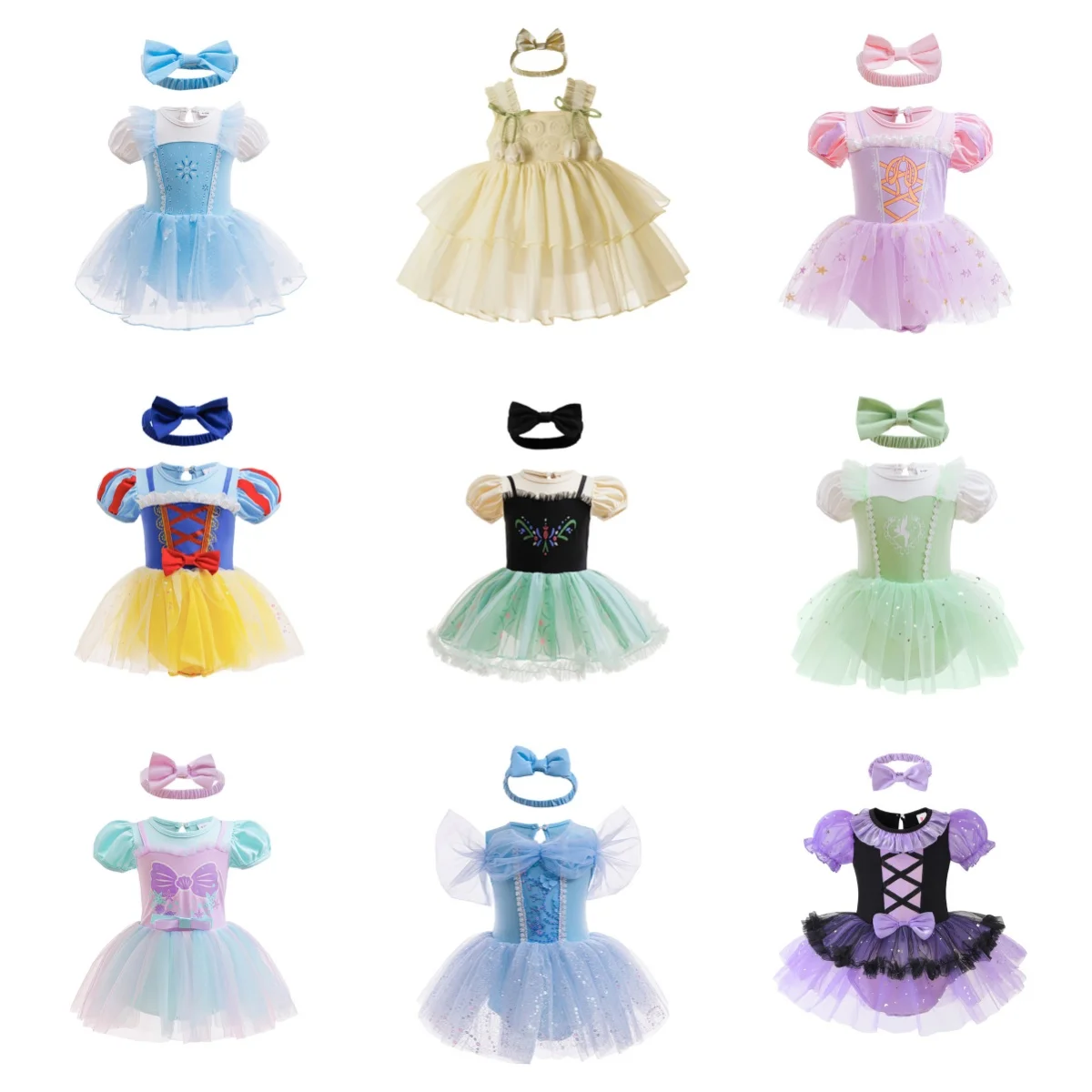 Baby Prinzessinnen-Strampler Sommer-Outfit Neugeborenen Halloween Feiertagsparty Kostüm 0-12 Monate Mädchenkleid