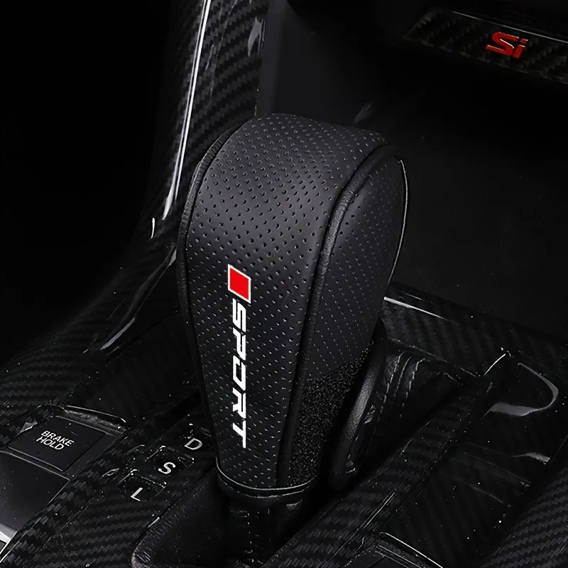 Schaltknauf und Schalthebel aus Kunstleder - Rutschfester Griff, atmungsaktives Design, erhältlich in sportlichem Schwarz/Rot – Detail 6