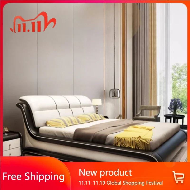 

High End Headboard Double Bed Frame Wooden Luxury King Size Double Room Bed Pretty Modern Cama Matrimonial Bedroom Furniture