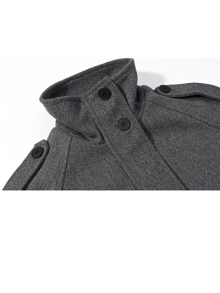 HH المرأة عالية الياقة جيوب سستة واحدة الصدر الديكور معطف قصير امرأة أزياء فضفاضة طويلة الأكمام الشارع سترة