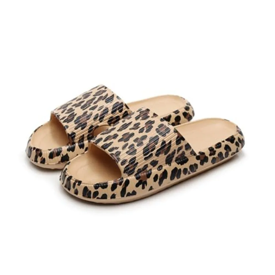 

Leopard Print Cloud Slippers for Women Men Cheetah Print Pillow House Slippers Shower Sandals Quick Drying Non Slip