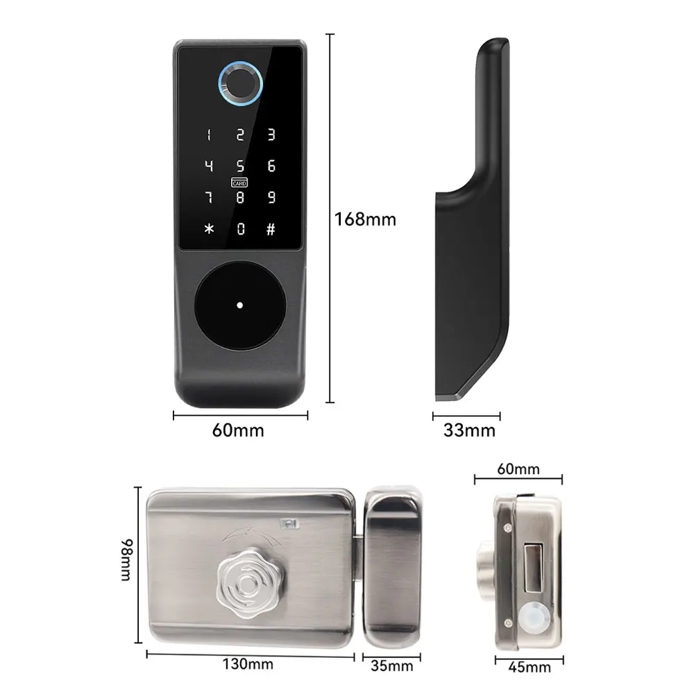 Imagem -06 - Tuya Wifi Smart Door Lock Fechadura de Impressão Digital ic Card Senha Nfc App Key Unlock Rainproof Bloqueio Eletrônico para Pátio Apartamento