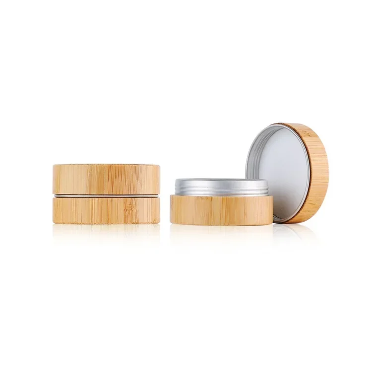 Bamboo container empty bamboo wooden packaging Bamboo Cosmetic Packaging Wood Food Container With Cover for Cosmetics Food Jars