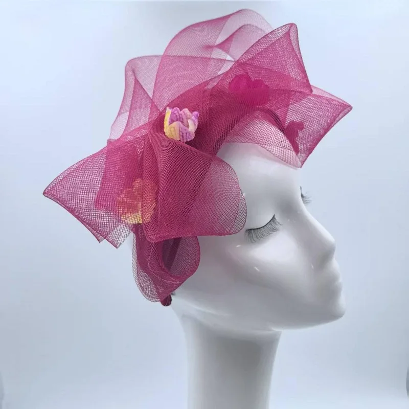 

hats facinators Women Hat Summer Italy sinamay hat church hat Vintage Hepburn Fashion Hat Cloth Linen Blend Decorated Hat