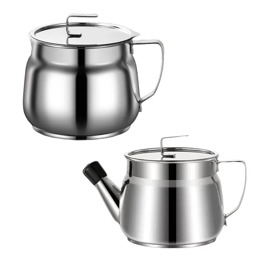 

Portable 1.5L Oil Filter Pot With Lid Stainless Steel Filter tank Grease Keeper Storage Container Oil Bottle Kitchen