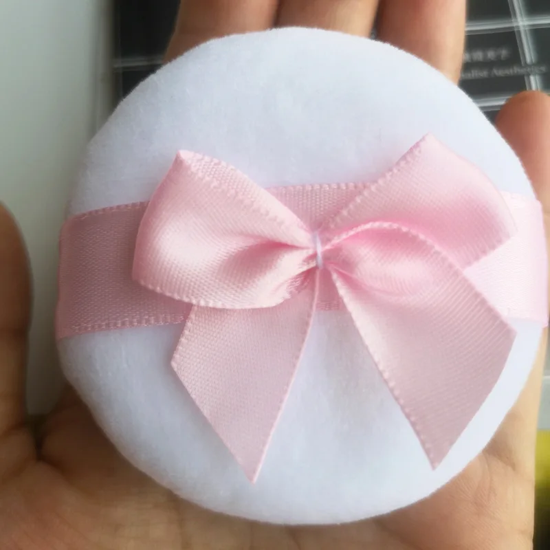 Esponjas de Maquillaje Rosas y Blancas, Esponjas Cosméticas Redondas con Forma de Mariposa, Esponjas Suaves de Felpa para Polvo, Esponjas con Lazos Bonitos, Herramientas de Maquillaje para Mujer