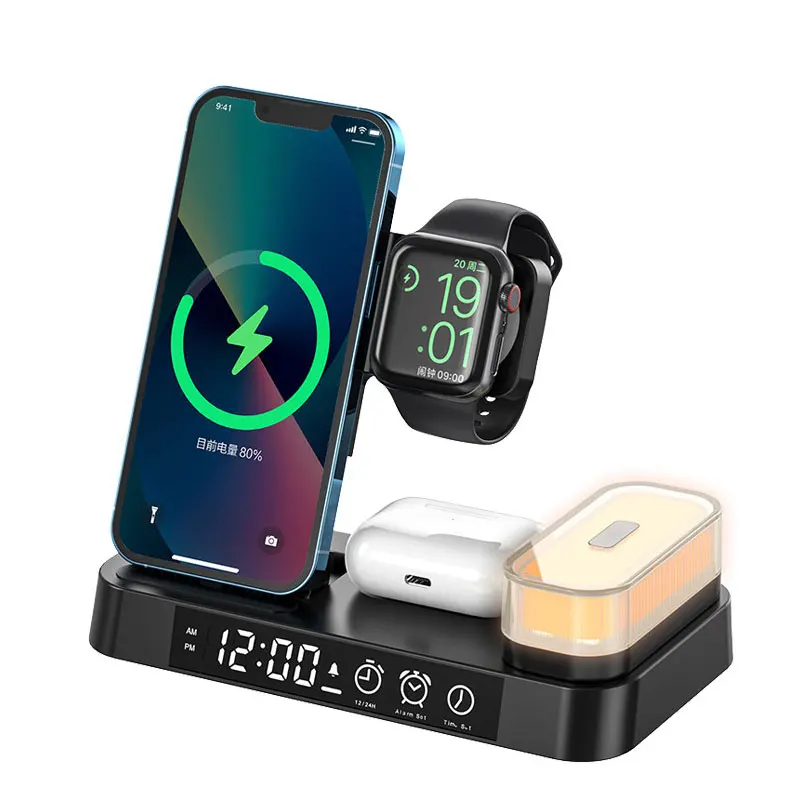 

Новое беспроводное зарядное устройство 3 в 1 для iPhone 13 Pro Max 12 11 Apple Watch Series 7 Зарядное устройство Док-станция 30 Вт Быстрая зарядка для Airpods