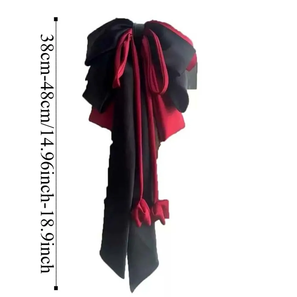 Alloy Oversized Bow Hair Clip Sweet Contrast Color Satin Ribbon Headdress 4-layer Printed Christmas Hair Accessory Women - view 5