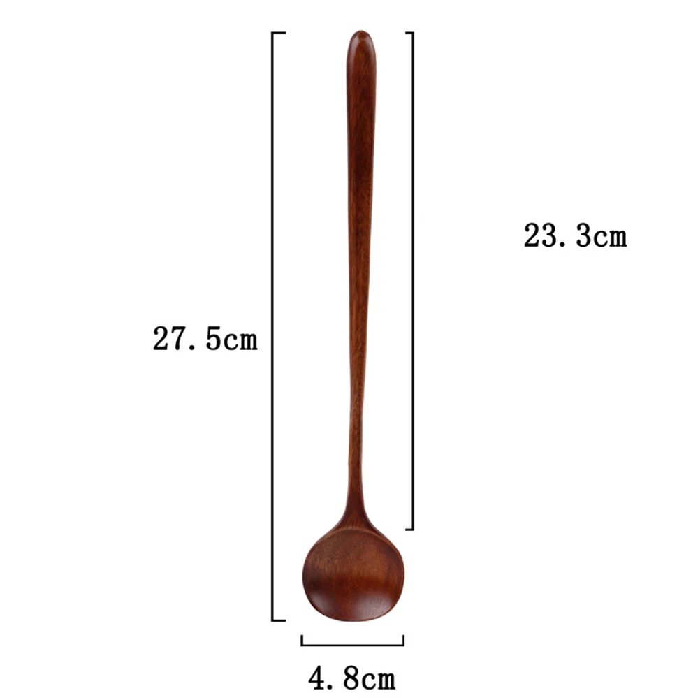 

5Pcs Wooden Spoons Long Handle Kitchen Tools Easy Clean Natural Wood Spoon Wood Safe Comfortable Home Restaurant