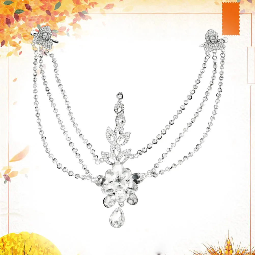 

Bride Crystal Alloy Head Chain White Elegant Forehead Chain Hair Accessories for Wedding Party Prom Performance