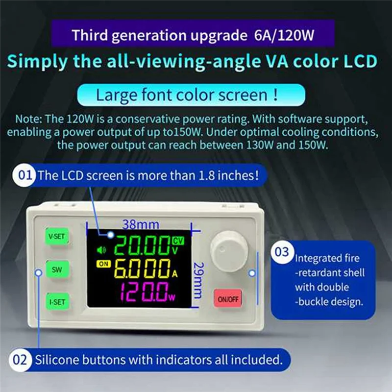 

【B74A】SK120X CNC DC Regulated Converter 6-36V Input 0-36V Output Step Up/Down 120W USB Stabilized Bench Power Supply+ WIFI Modul