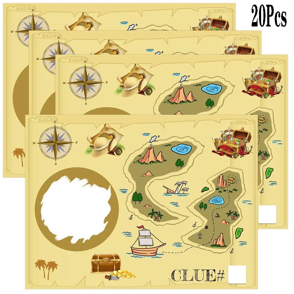 DIY Treasure Map Scratch Off Cards Scavenger Hunt Scratch Notes Pirate Birthday Party Scratch Off Tickets with Sticker 20 Pack