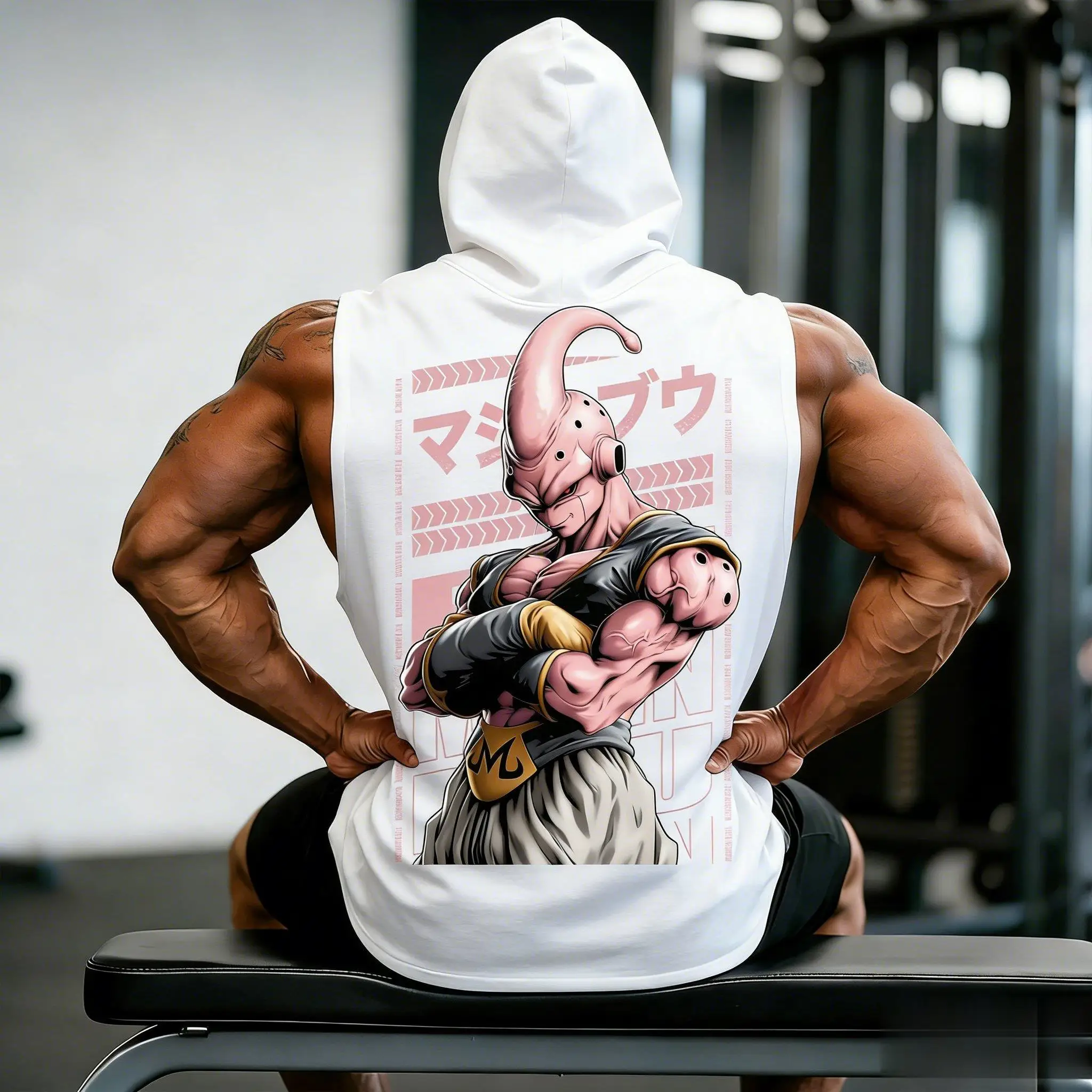 2026 Dragon Ball Majin Buu Anime Tanktop Hoodie Herren Ärmellose Fitness-Weste Workout Streetwear Übergroßes Baumwoll-Grafik-T-Shirt Sommer