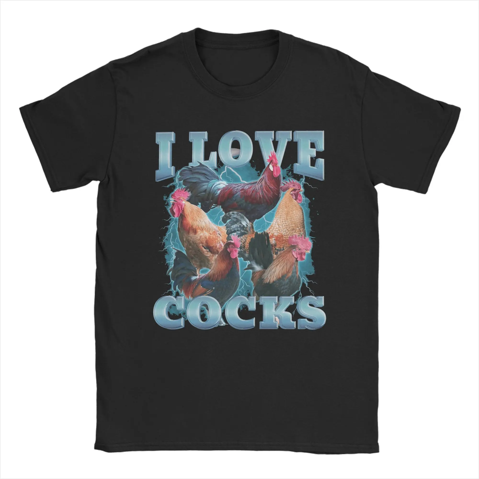 

I Love Cocks Funny Roosters Meme T-Shirt Summer Hipster T Shirts Couple 100 Cotton Crew Neck Plus Size Streetwear Tshirt