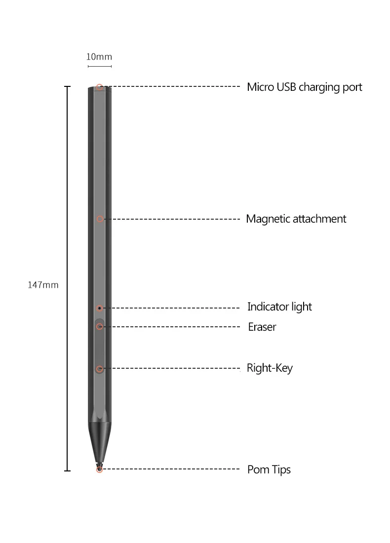 Stylet pour Microsoft Surface Go Pro 8 7 6 5 4 X Latpop 4096 niveaux de rejet de paume de pression