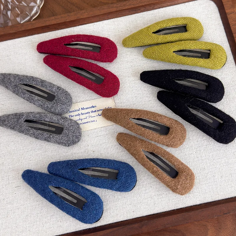 Hair Clip Tweed Drop Shape Side Bangs Fringe Duckbill Clip Lightweight Soft  Elegant Versatile Daily Headwear for Women