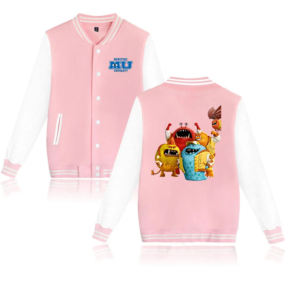 

Monsters University Varsity Baseball Bomber Jacket Men Women Hip Hop Harajuku Jackets Kids Boys Girls Single Coats