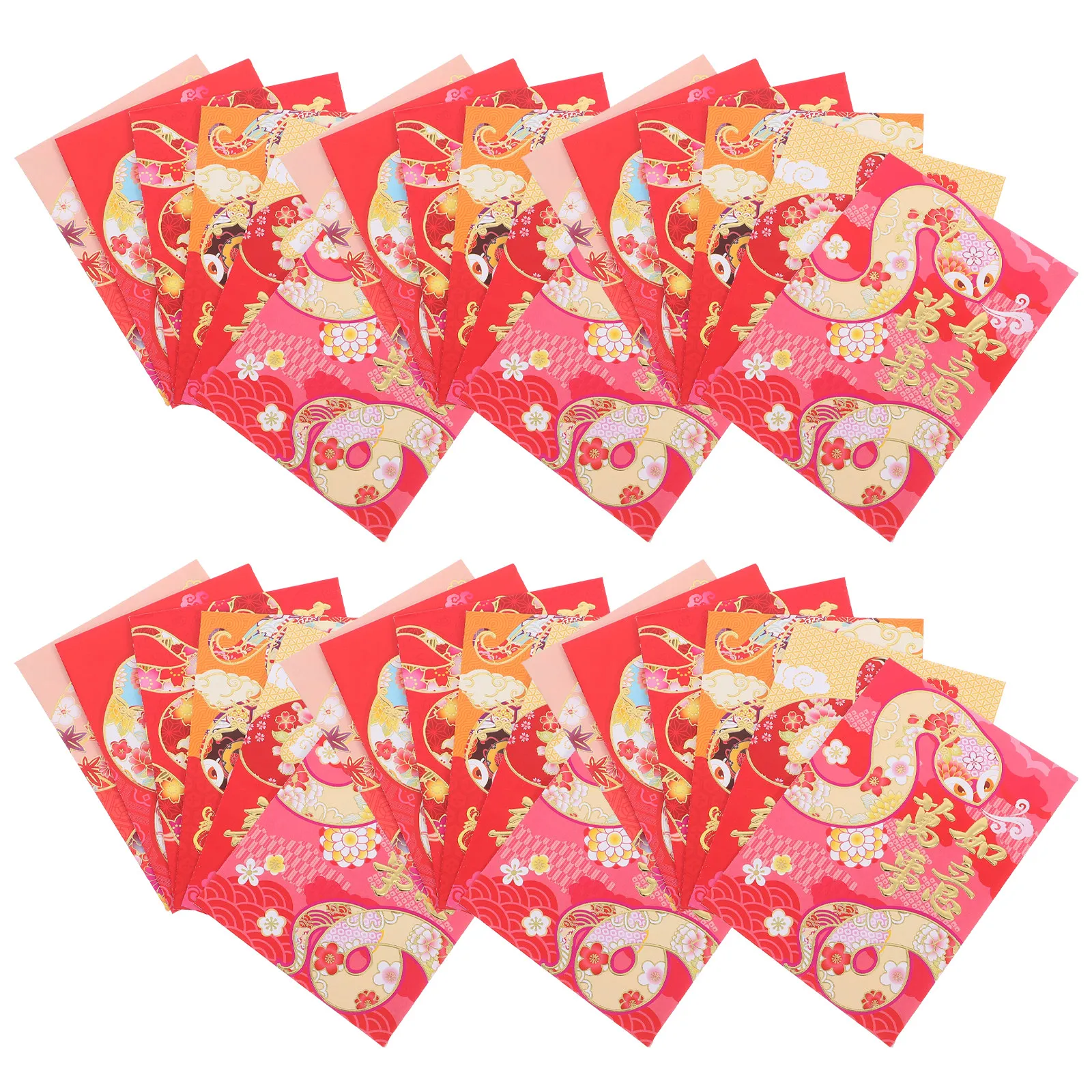 36Pcs Snake Year Red Envelope Paper Material Spring Festival Money Pocket Reusable Luck Money Bag Traditional Chinese New Year