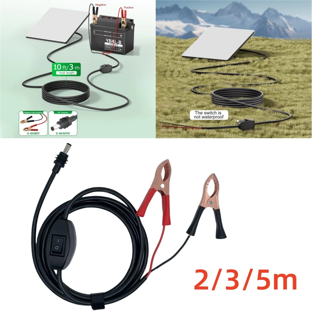12-48V DC Power Cable For Alligator Clip to DC Power Cable For Starlink Mini 16AWG Extension Wire for Reliable Connection 2/3/5m