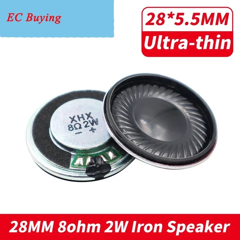 2Pcs/Lot 28MM 8Ohm 2W Iron Case Internal Magnet Speaker Ultra-thin 28*5.5MM Diameter 28 MM 8 Ohm 2 Watt Loud Speaker Loudspeaker