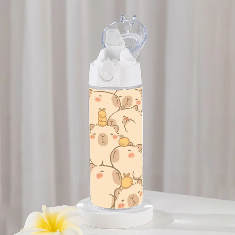 580ml Miniso Cute Capybara High Capacity Straw Cup Cartoon Anime Portable Plastic Cup Kawaii Student Water Cup Toys Girl Gifts