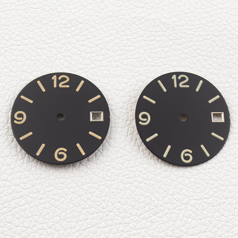 

28.5mm Retro Watch Dial Digital Sunburst Frosted Faces Green Luminous Men's Watch Modification Parts for NH35/NH36 Movement