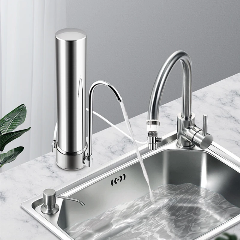 Food grade stainless steel faucet sink water filter, faucet water purifier, kitchen installed tap water filtration system