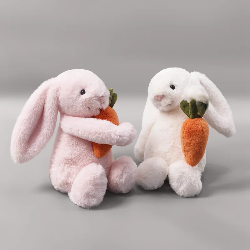 Rabbit Holding Carrot Plush Doll, Kids Companion Decor, Soft Cute Stress Relief Toy, Holiday Gift
