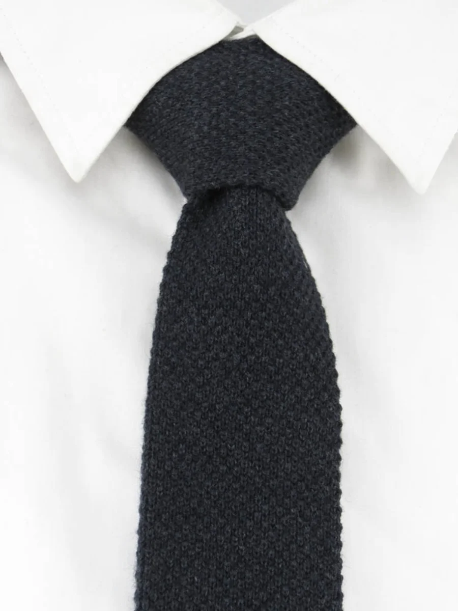 クラシックブラウールニットネクタイフラットヘッドメンズファッションレトロスレプレミアム韓国版ピュアカラーネティアクセサリー