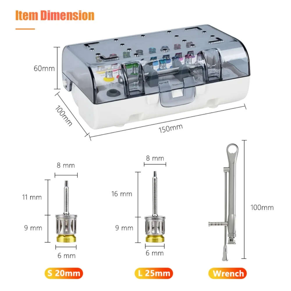 Multifunctional Dental Implant Restoration Tool Box Implant Restoration Screwdriver Wrench Torque Wrench Ratchet 20/25mm
