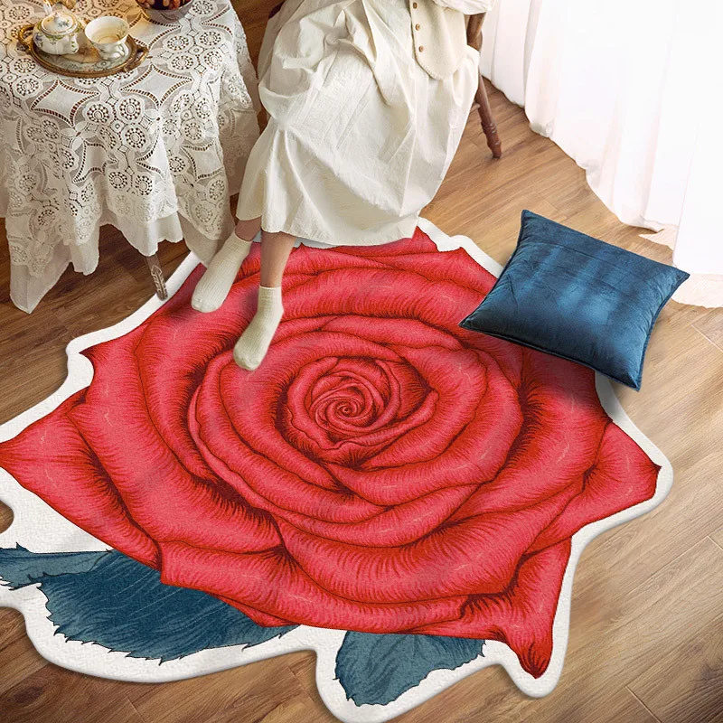 New Floral Rugs Bedroom Bedside Lounge Carpet Decoration Home Non-Slip Mat American-Style Living Room Special-Shaped