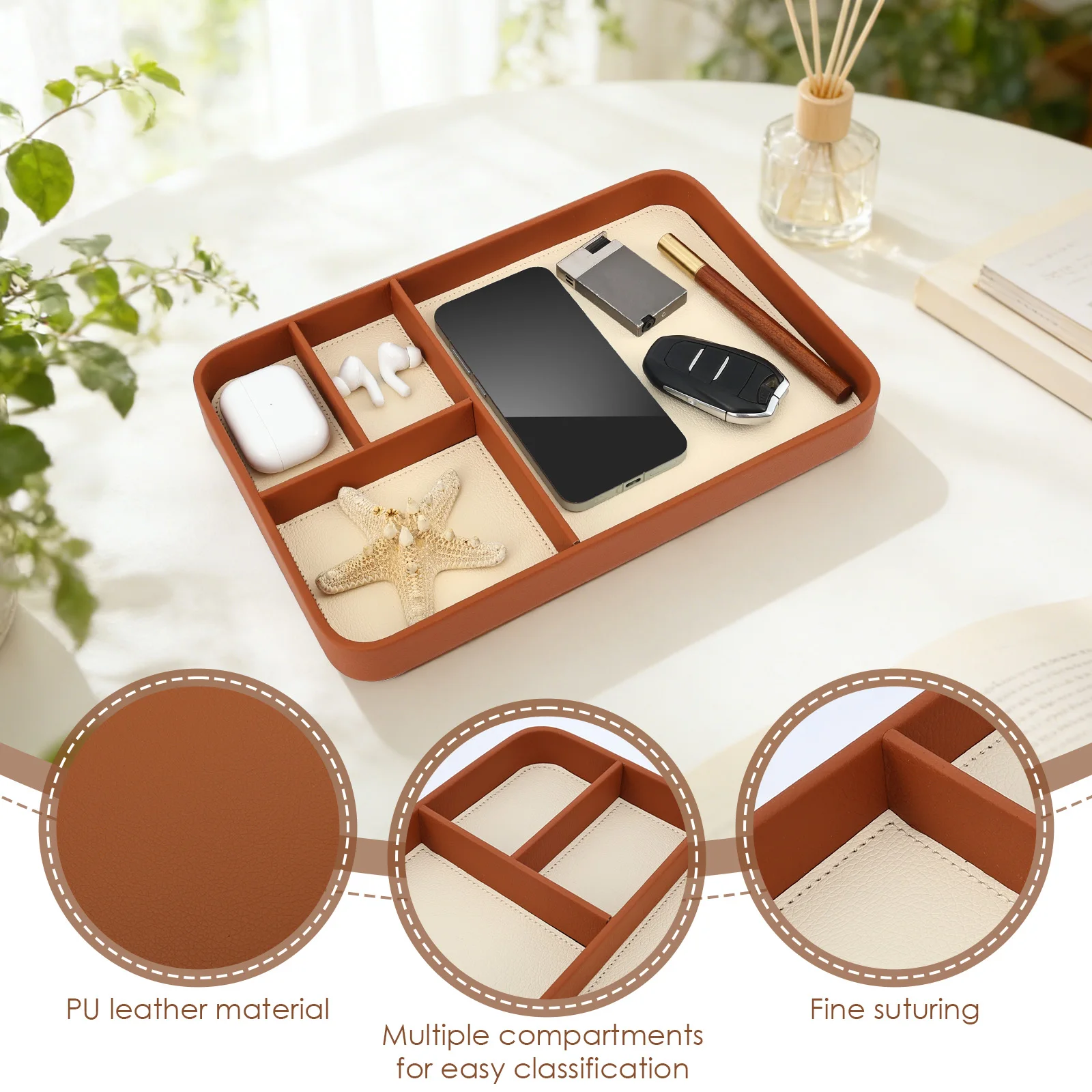 4-Compartment Storage Tray Sty - огляд і ціна Leatherwork Table