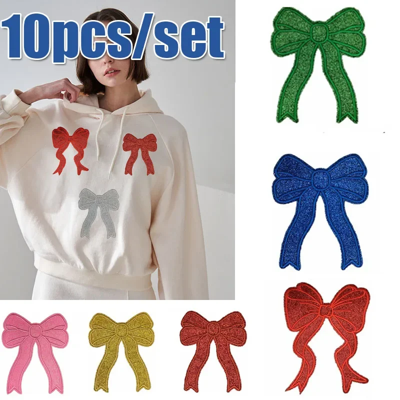 10pcs נצנצים רקמת קשת גיהוץ אביזרים תיקון ברזל על תג תיקון תבשיל על סמל diy מלאכה