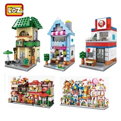 LOZ Blocks FUN Ideas Small Street Store Toy Small Coffee Pisa Shop Brinquedos MOC City House Food Building Bricks Girl Gifts