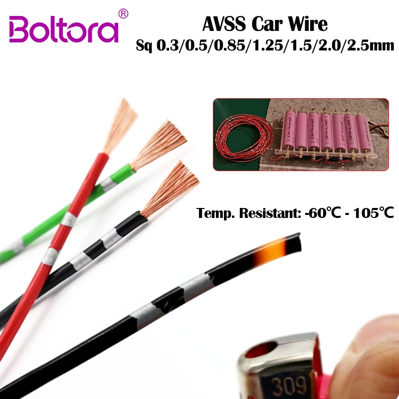 10/50/100m AVSS Car Modify Wires Sq 0.3/0.5/0.85/1.25/1.5/2.0/2.5mm Pure Copper Core DIY Audio Speaker Automotive Cables