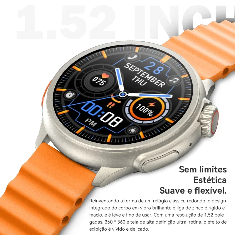 Montre intelligente ronde HW3 Ultra Max pour homme, écran HD 1.52 pouces, appels Bluetooth, affichage des informations, fond d'écran personnalisé, fonction NDavid