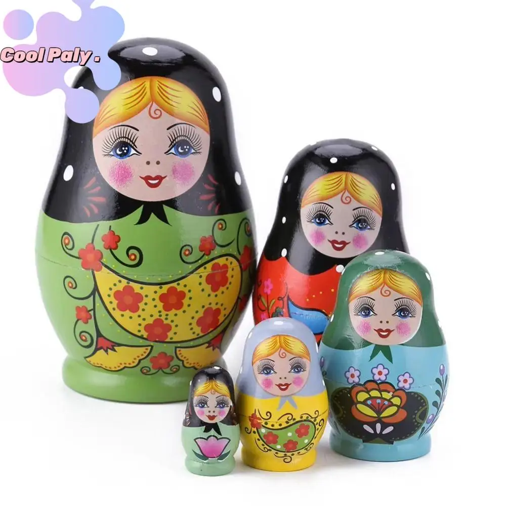 

Home Decor 5 Layers Nesting Dolls DIY Paint Owl Pattern Matryoshka Doll Toys Handmade Cartoon Stacking Dolls Chidrens Gift